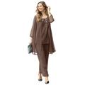 Plus Size Women's 3-Piece Sequin Tank Pant Set by Catherines in Coffee Bean (Size 32 W)