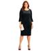 Plus Size Women's AnyWear Velvet Burnout Bell Sleeve Dress by Catherines in Black Geo Burnout (Size 3X)