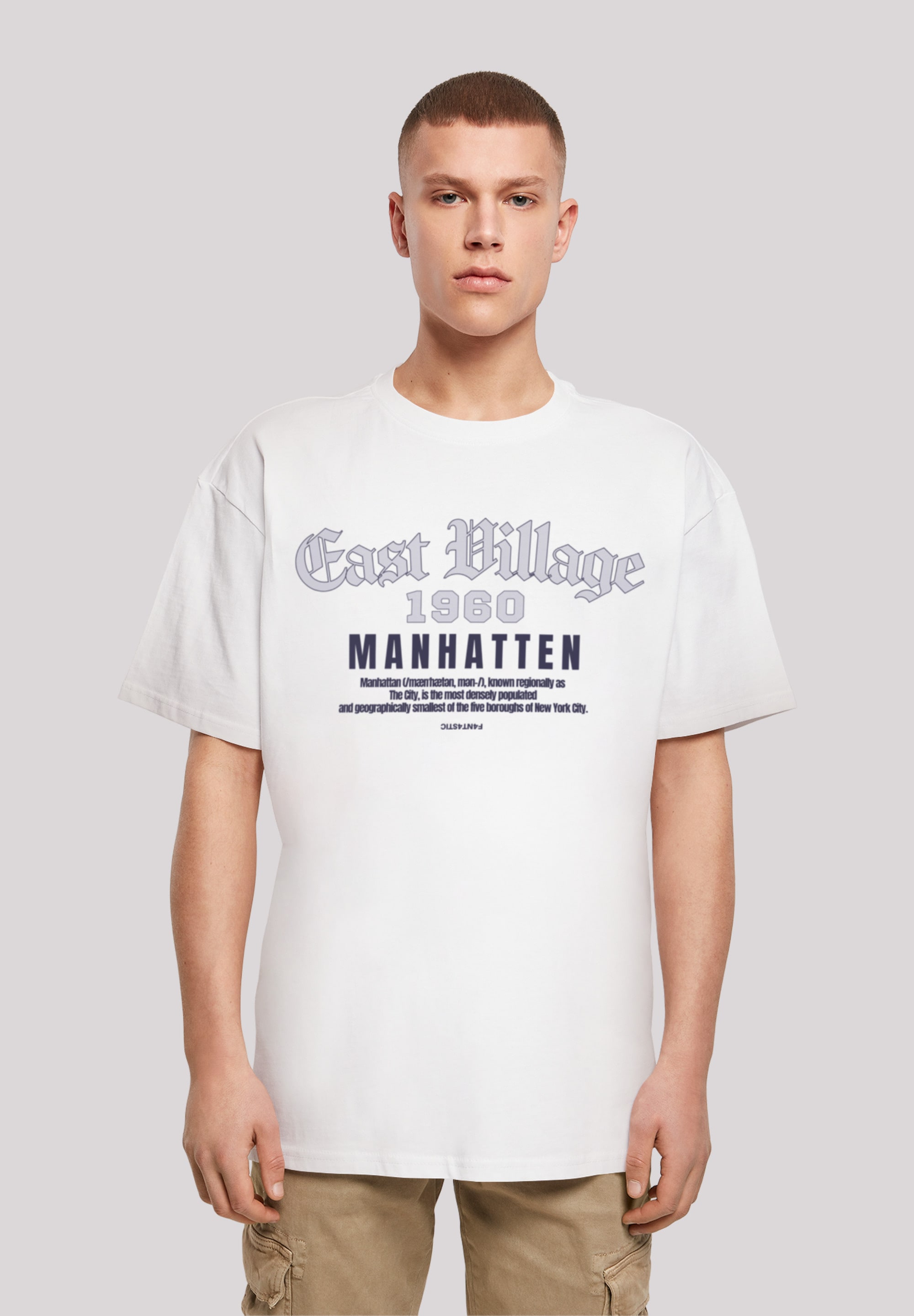 T-Shirt F4NT4STIC "East Village Manhatten OVERSIZE TEE", Herren, Gr. XL, weiß, Obermaterial: 100% Baumwolle, oversize, Rundhals, ohne Bündchen, Shirts, Print Image