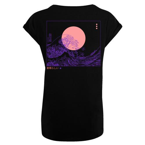 „T-Shirt F4NT4STIC „“PLUS SIZE Kanagawa Welle““ Gr. L, schwarz Damen Shirts Jersey Print“