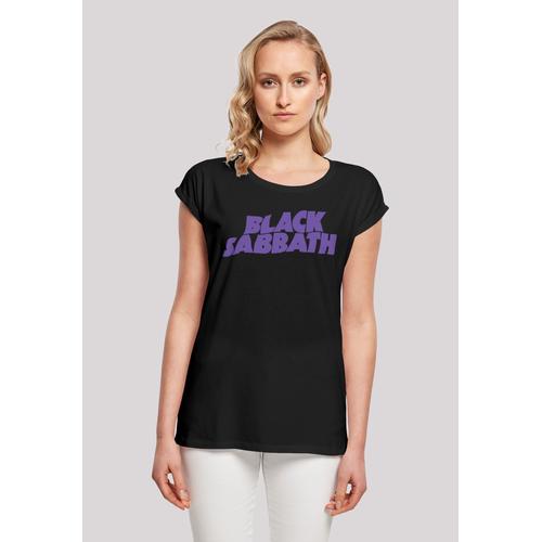 „T-Shirt F4NT4STIC „“Black Sabbath Heavy Metal Band Wavy Logo Black““ Gr. XS, schwarz Damen Shirts Jersey Print“