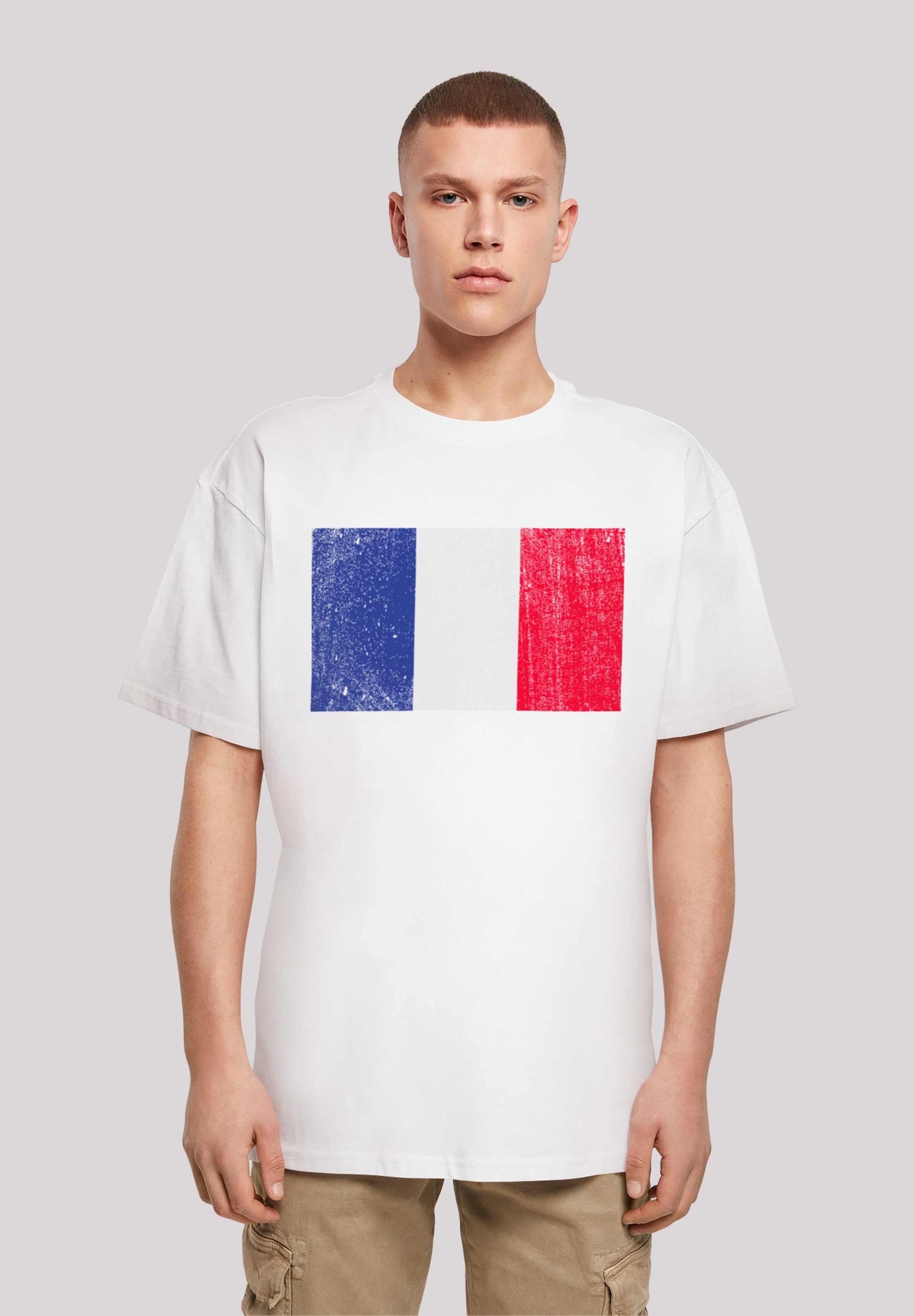 T-Shirt F4NT4STIC "France Frankreich Flagge distressed", Herren, Gr. 5XL, weiß, Obermaterial: 100% Baumwolle, oversize, Rundhals, ohne Bündchen, Shirts, Print Image