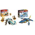 LEGO 71791 NINJAGO Zanes Drachenpower-Spinjitzu-Rennwagen & 71784 NINJAGO Jays Donner-Jet EVO, Aufrüstbares Ninja Spielzeug-Flugzeug