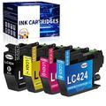 LC424 LC 424 LC-424 LC424xl Ink Cartridges Multipack Replacement Compatible for Brother LC424 LC424 xl for Brother DCP-J1200W DCP J1200W DCP-J1200WE DCP J1200WE DCP J1200 DCP 1200 DCP1200 Printer