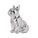 Seated French Bulldog Statue Resin Electroplated Dog Animal Sculpture with Silver Necklace Necklace Living Room End Table Kitchen Countertops Bedroom Bathroom Cabinet Home Decor (12in,Silver)