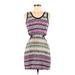 Parker Casual Dress - Mini Scoop Neck Sleeveless: Purple Print Dresses - Women's Size Medium