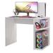Latitude Run® Compact Gaming Computer Desk w/ 2 Shelves, Cable Management & Large Monitor Stand, Wood in White | 29 H x 39 W x 21 D in | Wayfair