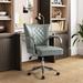 Wade Logan® Avelie Faux Leather Adjustment Height Tilting Task Chair Upholstered in Gray | 37 H x 23 W x 28 D in | Wayfair