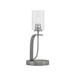 Everly Quinn Graddy Metal Table Lamp Glass/Metal in Gray | 16.75 H x 7 W x 7 D in | Wayfair 186AF46B5211428CAC95BD2F66EF0AC2