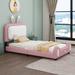 Gabourey Panel Bed by Zoomie Kids Upholstered/Faux leather in Brown/Pink | 51 H x 41.3 W x 80 D in | Wayfair 9EFBF25157564B31A6AF1C312A2E9194