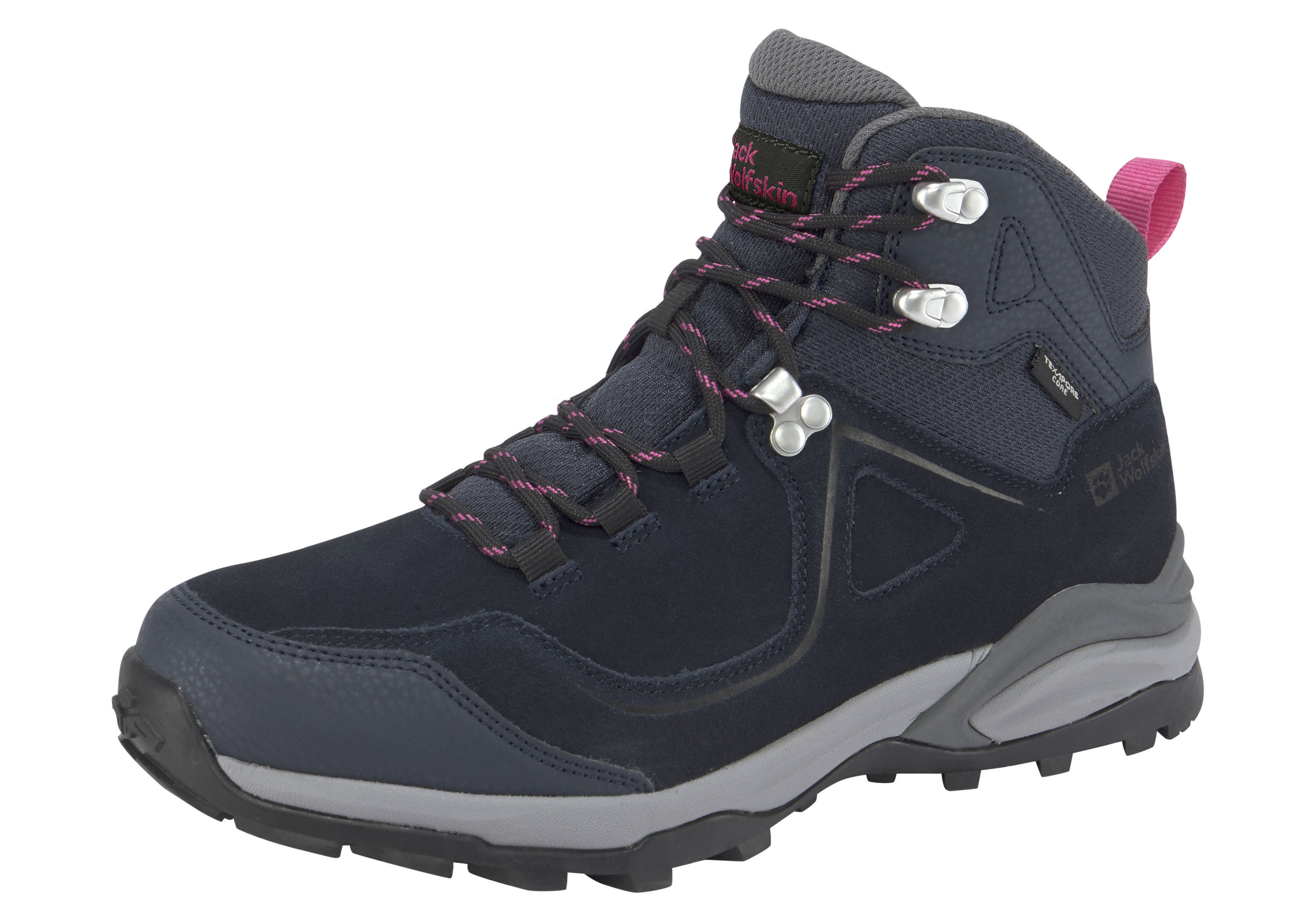 Wanderschuh JACK WOLFSKIN "SUNSET HIKE TEXAPORE MID W", Gr. 39, blau (night blau), Leder, Sportlich, Schuhe, Wasserdicht, Trekkingschuh