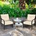 Set of 2 Patio Outdoor Armchairs W/ Padded Cushions Beige - 29" x 35"