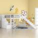 Twin Size Loft Bed Wood Frame Bed with Two Drawers and Slide & Storage Stairway with Underbed Storage Space, Guardrail Bed