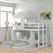 Twin Over Full Bunk Bed Wooden House Loft Bed with Playhouse and Farmhouse Style, Ladder & Guardrails Top Bunk for Kids Teens