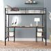 Twin Size Metal Frame Loft Bed with Table and Built-In Desk