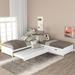 L-Shaped Twin Size Platform Bed with Trundle and Linked with Built-In Desk
