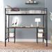 Twin Size Metal Frame Loft Bed with Table and Built-In Desk & Shelve, Full-Length Guardrail Top Bunk