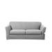 SureFit Ultimate Stretch Leather 3 Piece Loveseat Slipcover Light Pebbled Gray