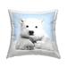 Stupell Industries Pastel Blue Polar Bear Square Decorative Printed Throw Pillow 18 x 18