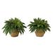Nearly Natural 23 Artificial Boston Fern Plant with Handmade Jute & Cotton Basket DIY KIT - Set of 2