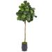 Nearly Natural 80 Fiddle Leaf Fig Artificial tree in Ribbed Metal Planter