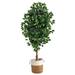 Nearly Natural 6 Ficus Artificial Tree with Natural Trunk in Handmade Natural Jute and Cotton Planter