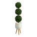 Nearly Natural 51 Boxwood Triple Ball Topiary Artificial Tree in White Planter - 19