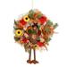 Thanksgiving Wreath with Stuffed Turkey 17 Inch Artificial Turkey Wreath with Flowers Maple Leaves Berries Acorns Bowknots Thanksgiving Decoration for Front Door Window Wall