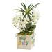 Nearly Natural 16-inch Orchid Phalaenopsis and Cyperus Artificial Arrangement in New Baby Vase