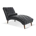 Outdoor Chaise Lounge Chair Upholstered Leather Lounge Chair for Bedroom Patio Black