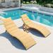 Clihome Outdoor Patio Wood Portable Extended Chaise Lounge Set with Foldable Tea Table