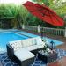 10ft 3 Tiers Patio Outdoor Umbrella Matched with most Patio Table with Ventilation Auto-tilt and Crank Lift Orange Red