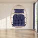 Garden Rattan Egg Swing Chair Hanging Chair Wood Basket + Dark Blue Seat Cushion