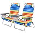 2 or 4-Pack Folding Beach Chair 5-Position Outdoor Reclining Chairs 2 PCS Yellow