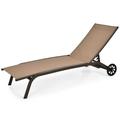 Patio Lounge Chairs Outdoor Chaise Lounge with 6 Adjustable Positions 1 PCS Brown