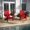 Taylor & Logan Set of 2 All-Weather Adirondack Chairs with Cupholders Red