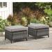 Outdoor Wicker Ottoman Patio Rattan Furniture Ottoman with Cushion