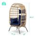 Egg Chair Patio Rattan with Cushion Wicker Basket Chair Outdoor Indoor Navy Blue