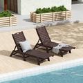 Polytrends Laguna All Weather Poly Pool Outdoor Chaise Lounge - Armless (Set of 2) Dark Brown