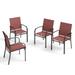 4/6 Pieces Patio Dining Chairs 3-Color Outdoor Textilene Dining Chairs Red-4 Pieces