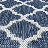 Alise Rugs Exo Coastal Geometric Indoor/Outdoor Area Rug Navy 5 3 x 7 3 5 x 8 Runner Outdoor Indoor Living Room Bedroom Patio Runner