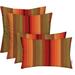 Set of 4 Indoor/Outdoor Square & Rectangle Lumbar Throw Pillows Made of Sunbrella Astoria Sunset (20 x 12 & 17 x 17 )