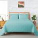 Peace Nest Soft Microfiber Clipped Duvet Cover & Pillowcase Set Teal/Square - Full - Queen