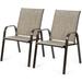 Set of 2 Patio Chairs Dining Chairs w/ Steel Frame Yard Outdoor Grey