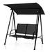 2-Seat Patio Swing Porch Swing with Adjustable Canopy for Garden Black