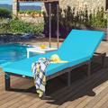 Outdoor Rattan Lounge Chair Recliner Adjustable Blue