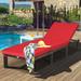 Outdoor Rattan Lounge Chair Recliner Adjustable Red