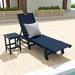 Polytrends Laguna Armless Poly Eco-Friendly Weather-Resistant Chaise with Side Table (2-Piece Set) Navy Blue