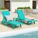 Polytrends Laguna Armless Reclining Poly Eco-Friendly Weather-Resistant Chaise with Side Table (3-Piece Set) Turquoise