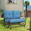 Futzca Outdoor Patio Glider Rocking Bench Blue